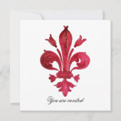 ANTIEK ROOD FLEUR DE LIS Damask Gem Monogram Kaart (Voorkant)