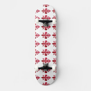 ANTIEK ROOD FLEUR DE LIS IN WIT bloemmotief Skateboard