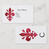 ANTIEK ROOD FLEUR DE LIS IN WIT MONOGRAM VISITEKAARTJE (Voorkant / Achterkant)