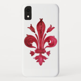 ANTIEK ROOD FLEUR DE LIS IN WITTE Heraldische Bloe iPhone XR Hoesje