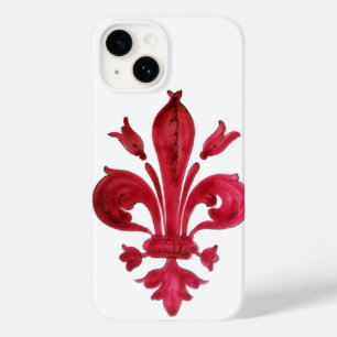 ANTIEK ROOD FLEUR DE LIS IN WITTE Heraldische Bloe Case-Mate iPhone 14 Hoesje