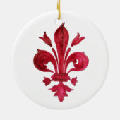 ANTIEK ROOD FLEUR DE LIS IN WITTE Heraldische Bloe Keramisch Ornament (Achterkant)