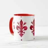 ANTIEK ROOD FLEUR DE LIS IN WITTE Heraldische Bloe Mok (Voorkant links)