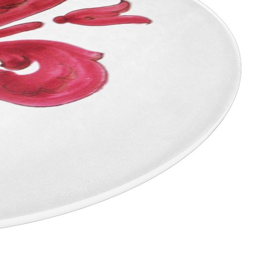 ANTIEK ROOD FLEUR DE LIS IN WITTE Heraldische Bloe Snijplank (Hoek)