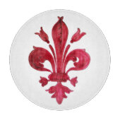 ANTIEK ROOD FLEUR DE LIS IN WITTE Heraldische Bloe Snijplank (Voorkant)
