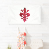 ANTIEK ROOD FLEUR DE LIS IN WITTE Heraldische Bloe Spandoek (Insitu)