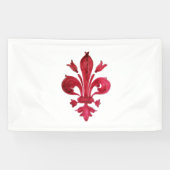 ANTIEK ROOD FLEUR DE LIS IN WITTE Heraldische Bloe Spandoek (Horizontaal)