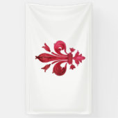 ANTIEK ROOD FLEUR DE LIS IN WITTE Heraldische Bloe Spandoek (Verticaal)