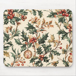 Antiek Rood Groen Hulst Brons Ornament Winter Muismat