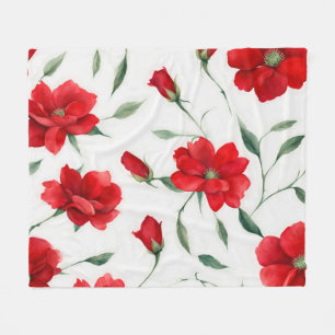 Antiek rood rozenbloempatroon knus huis decor fleece deken