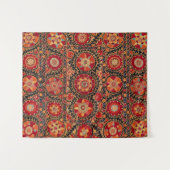 ANTIEK ROOD SINAASAPPEL WIT BLOEMIG OEZBEEKS BORDU WANDKLEED (Voorkant (horizontaal))