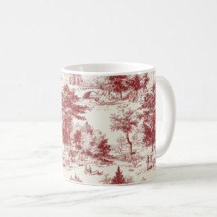 Antiek rood toile landschap koffiemok