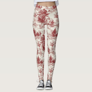 Antiek rood toile landschap leggings