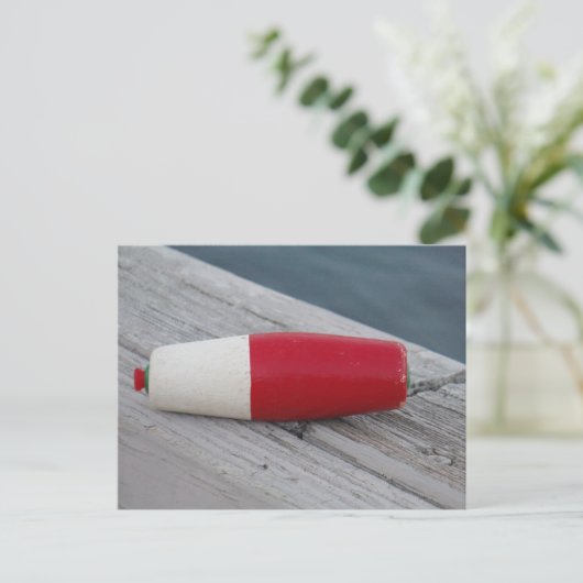 Antiek rood wit en groen visboer / aas briefkaart (Staand voorkant)