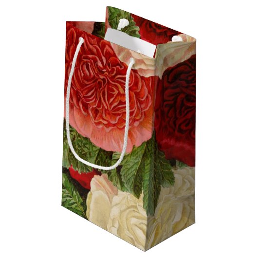 Antiek Rood Wit Roze Geel Rozen Klein Cadeauzakje (Achterkant Gekanteld)