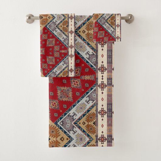 Antiek  Roodbeige Kilim Turks Bad Handdoek (Insitu)