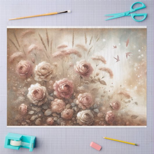 Antiek Roos 18 lb decoupage tissue papier (Craft)