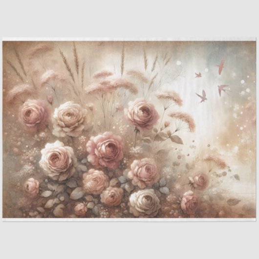 Antiek Roos 18 lb decoupage tissue papier (Voorkant)