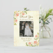 Antiek Roos 4,5 x 6,25 Flat Thank You Card Bedankkaart (Staand voorkant)