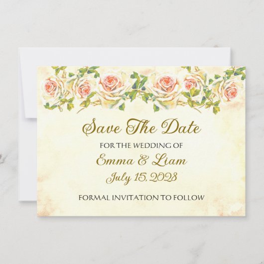 Antiek Roos - 4,5 x 6,25 Wedding Save The Date (Voorkant)