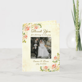 Antiek Roos 4 x 5.6 Gevouwen bedankkaart