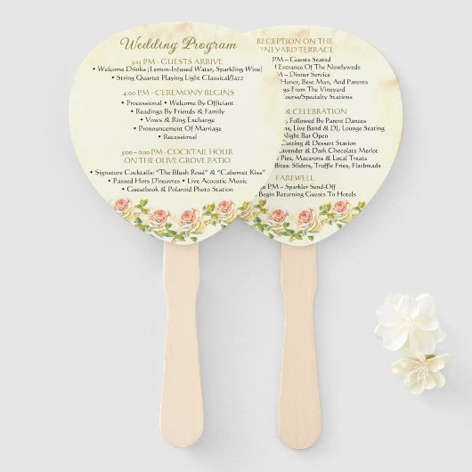 Antiek Roos 4 x 6 Programma Fans Handwaaier (Voorkant en achterkant)