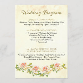 Antiek Roos 5 x 7 Huwelijksprogramma Flat Programmakaart