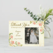 Antiek Roos 6.25 x 4.5 Flat Dank u kaart (Staand voorkant)