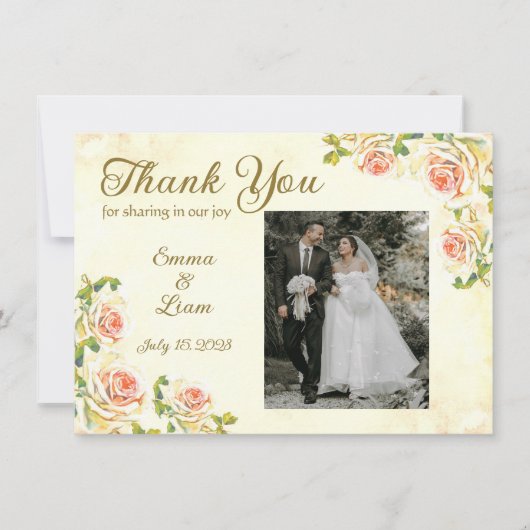 Antiek Roos 6.25 x 4.5 Flat Dank u kaart (Voorkant)