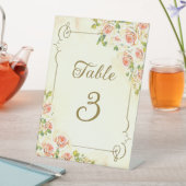 Antiek Roos 6x8 Tafelnummer Pedestal Sign Reclamebord Met Voetstuk (Insitu)