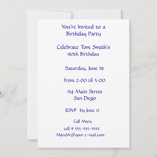 Antiek Roos 90 Birthday Kaart (Achterkant)