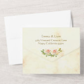 Antiek Roos All-in-One bruiloft uitnodiging (Achterkant)