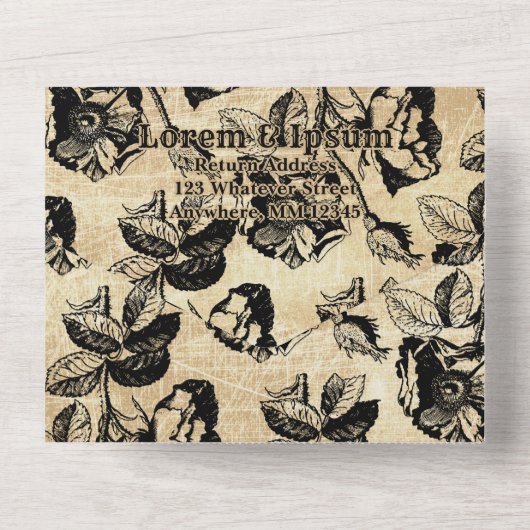 Antiek Roos All In One Uitnodiging (Achterkant)