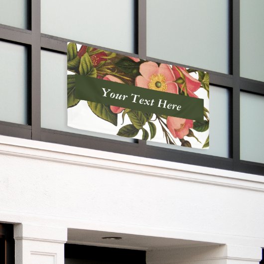 Antiek Roos Art Tekening Elegant Spandoek (Buitenkant Gebouw)