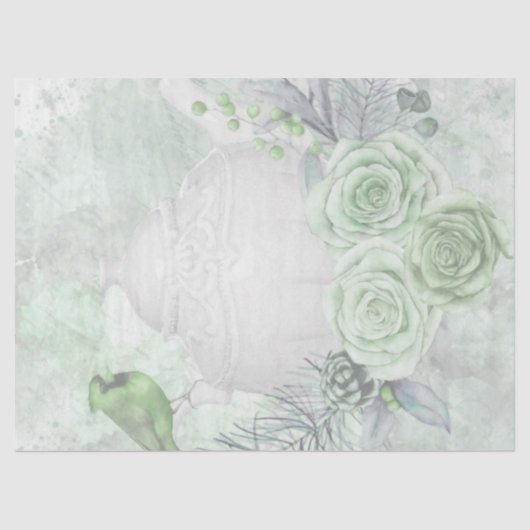 Antiek Roos Bird Decoupage Tissuepapier (Voorkant)