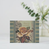 Antiek Roos (blauw) Gepersonaliseerd Briefkaart (Staand voorkant)