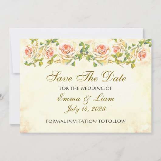 Antiek Roos Collectie - bruiloft Save the date (Voorkant)