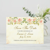 Antiek Roos Collectie - bruiloft Save the date (Staand voorkant)