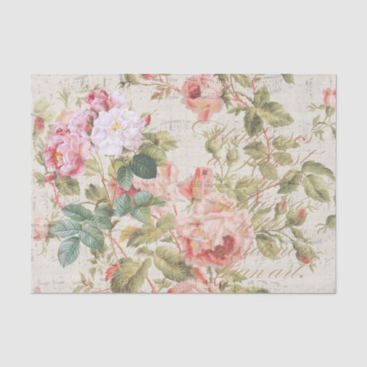 Antiek Roos Decoupage & Tissue Paper Pink Tissuepapier (Voorkant)