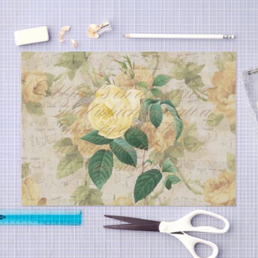 Antiek Roos Decoupage & Tissue Paper Yellow Tissuepapier (Craft)