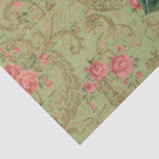 Antiek Roos Decoupage & Tissue Papier Roze & Sage (Detail)