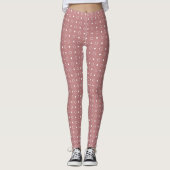 Antiek Roos en witte stippen en ringen Leggings (Voorkant)