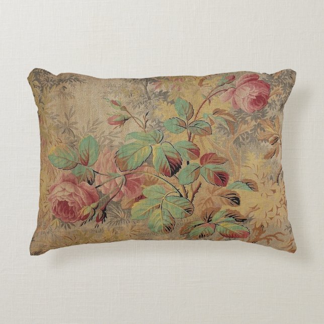 Antiek Roos Floral Accent Kussen (Voorkant)
