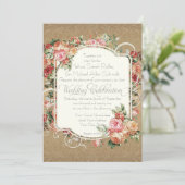 Antiek Roos Floral Bouquet Kaart (Staand voorkant)