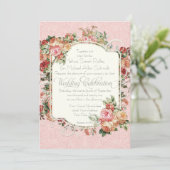 Antiek Roos Floral Bouquet Kaart (Staand voorkant)