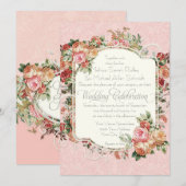 Antiek Roos Floral Bouquet Kaart (Voorkant / Achterkant)