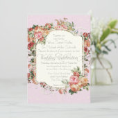 Antiek Roos Floral Bouquet Kaart (Staand voorkant)