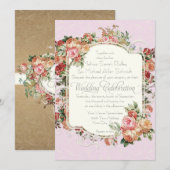 Antiek Roos Floral Bouquet Kaart (Voorkant / Achterkant)
