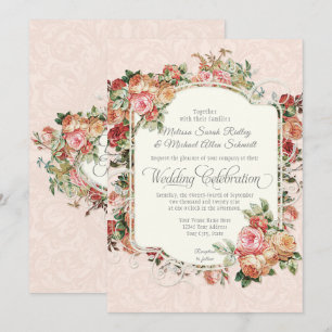 Antiek Roos Floral Bouquet Kaart