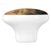  Antiek Roos Geel Floral Impressionist Keramische Knop (Zijkant)